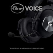 Logitech G Pro X Wired Gaming Headset: Blue VO!CE Detachable Boom Mic, DTS 7.1, 50 mm Drivers, USB/3.5mm Aux, Spare Memory Foam Ear Pads, USB DAC & Bag Included, for PC, Xbox, PS5, PS4