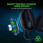 Razer BlackShark V2 Gaming Headset: THX 7.1 Spatial Surround Sound - 50mm Drivers - Detachable Mic - PC, PS4, PS5, Switch, Xbox One, Xbox Series X & S, Mobile - 3.5 mm Audio Jack & USB DAC