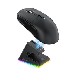 ATTACK SHARK X6 Lightweight Wireless Gaming Mouse with RGB Backlight Charging Base,Tri-Mode Wired/2.4GHz/BT5.2,26K DPI, PAW3395 Optical Sensor,HUANO Switch,5programmable Buttons,PC/Mac